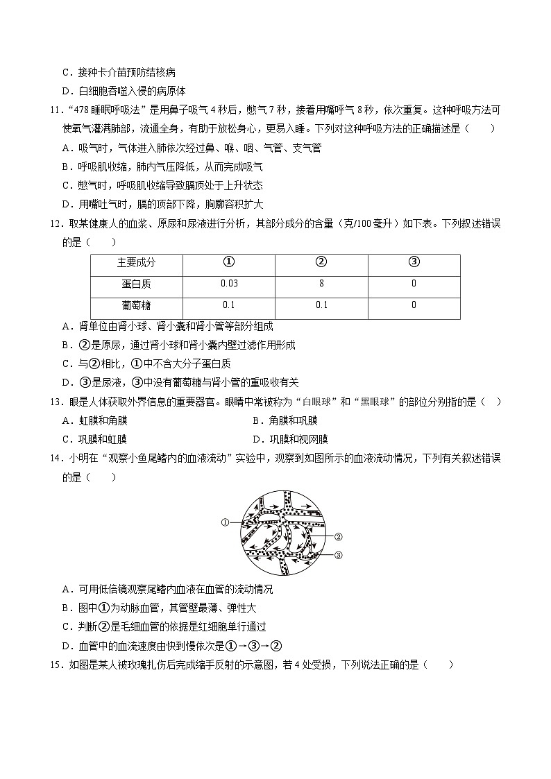 中考生物（遵义卷）-2024年中考第一次模拟考试03