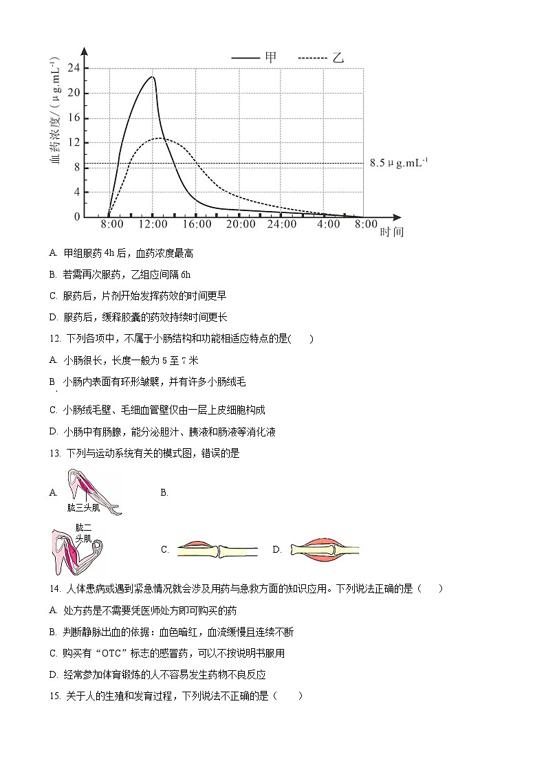 2024年江西省吉安市吉水县中考一模考试生物试题（原卷版+解析版）03