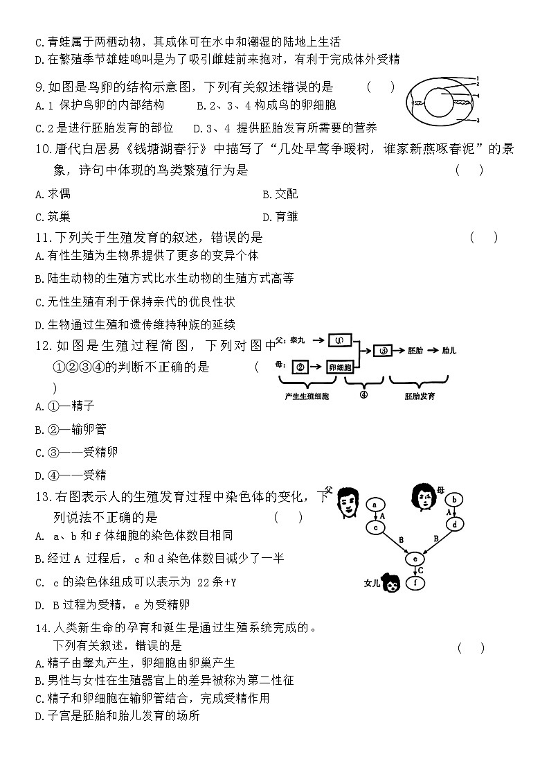 2024年山东省济南市第一中学初中学业水平考试一模生物试题03