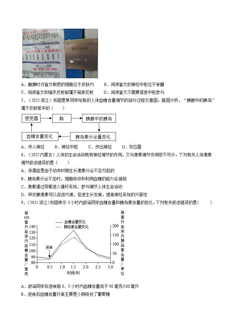 最新中考生物一轮复习课件+讲练测  专题14 人体生命活动的调节（专题精练）03
