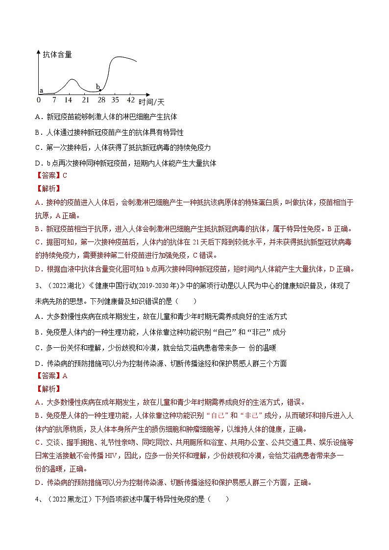 最新中考生物一轮复习课件+讲练测  专题22 健康地生活（专题精练）02