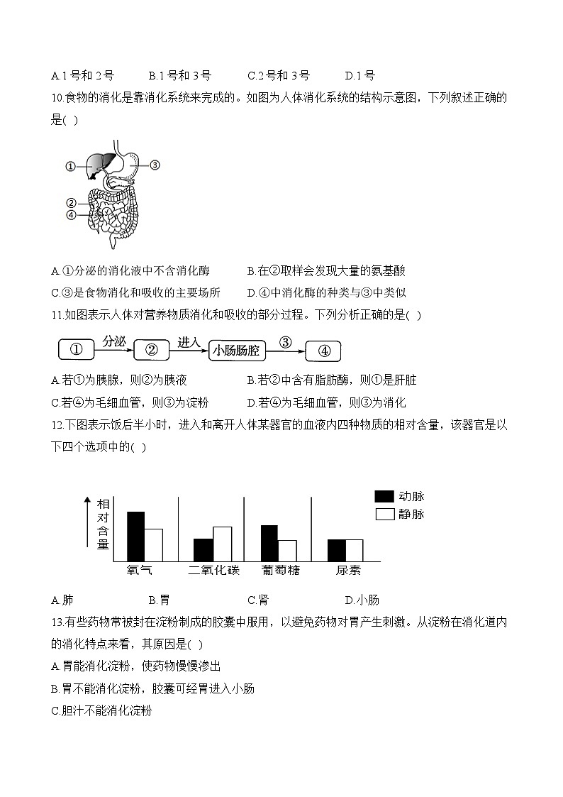 湖南省衡阳县大云中学2023--2024学年七年级下学期期中生物模拟卷03