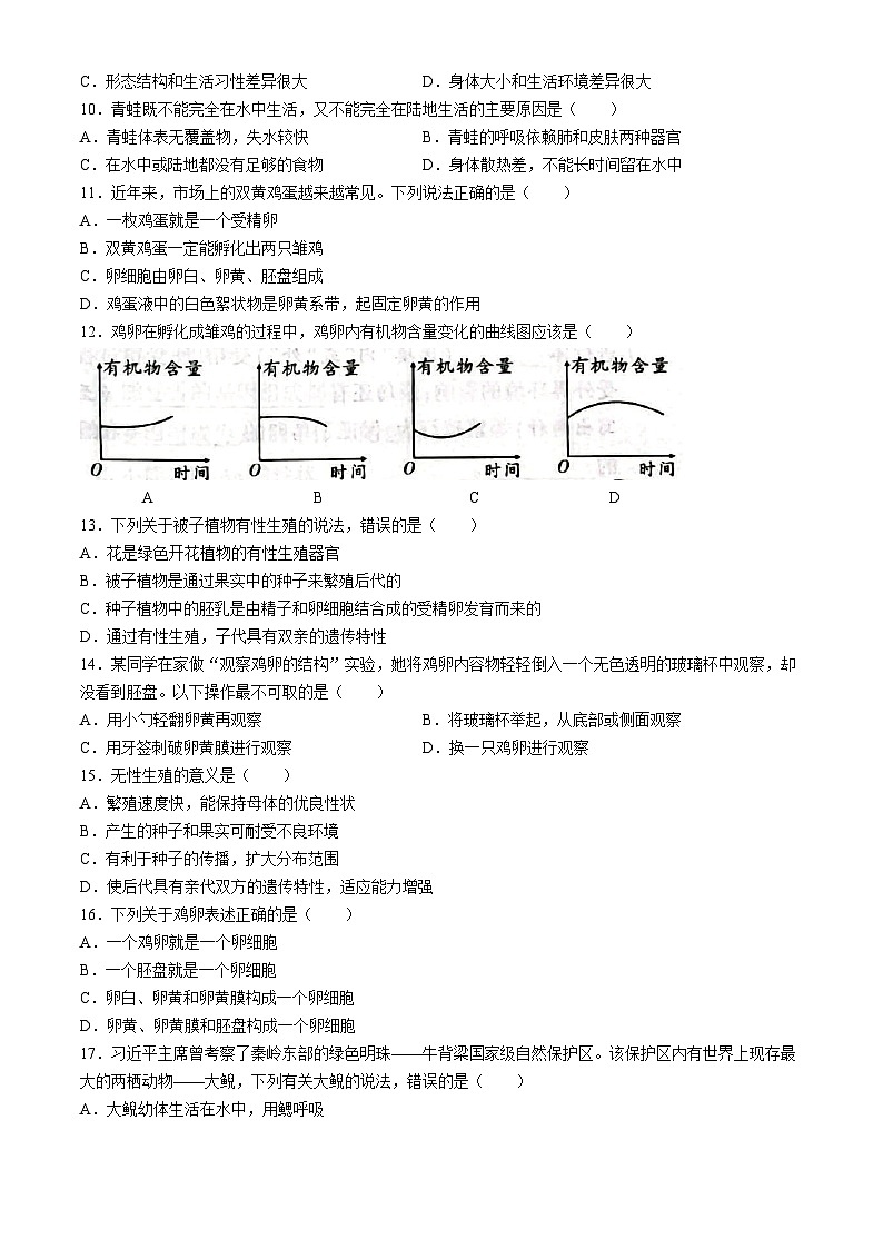 吉林省白城市镇赉县二中、四中、蒙中2023-2024学年八年级下学期生物第一次月考试卷第2页