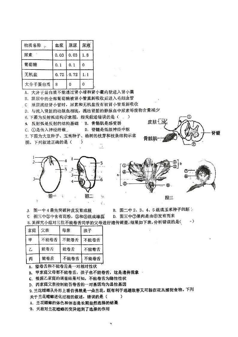 江苏省徐州市沛县沛县第五中学2023-2024学年八年级下学期4月期中生物试题02