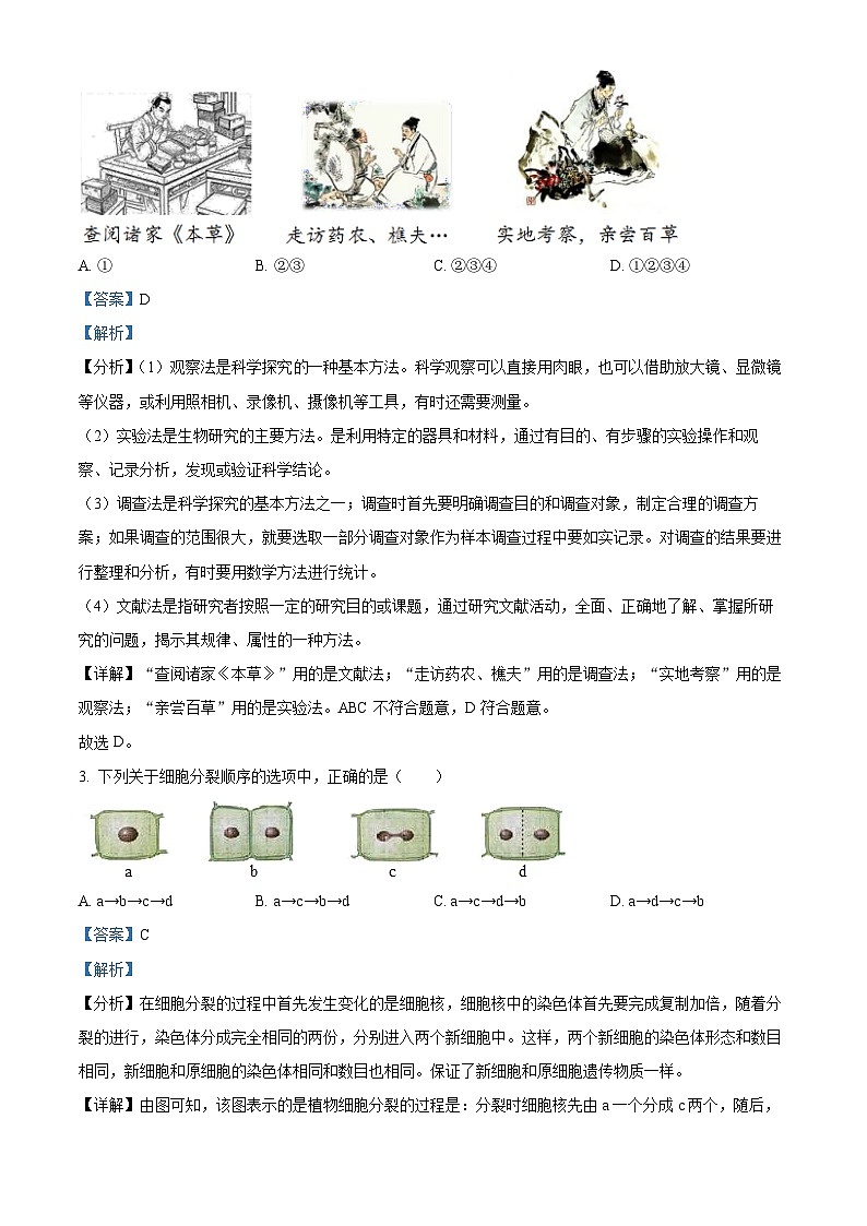 2024年山东省济宁市泗水县中考一模生物试题（原卷版+解析版）02