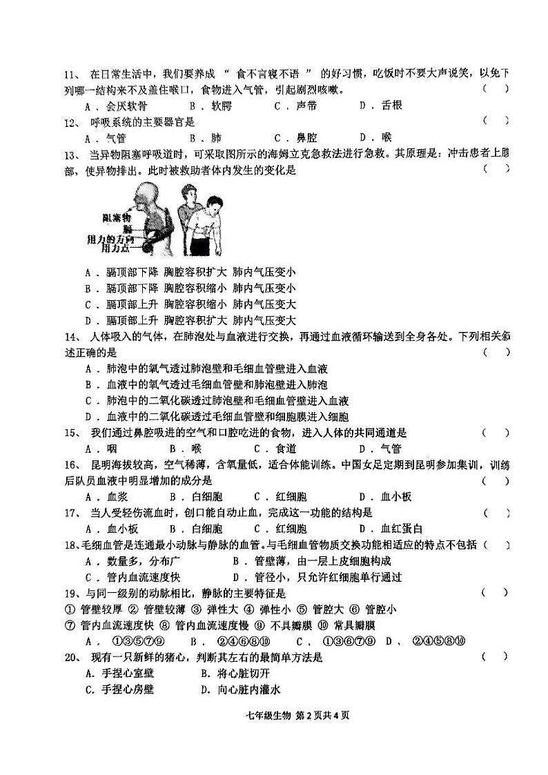 河南省周口市郸城县2023-2024学年七年级下学期4月期中生物试题第2页