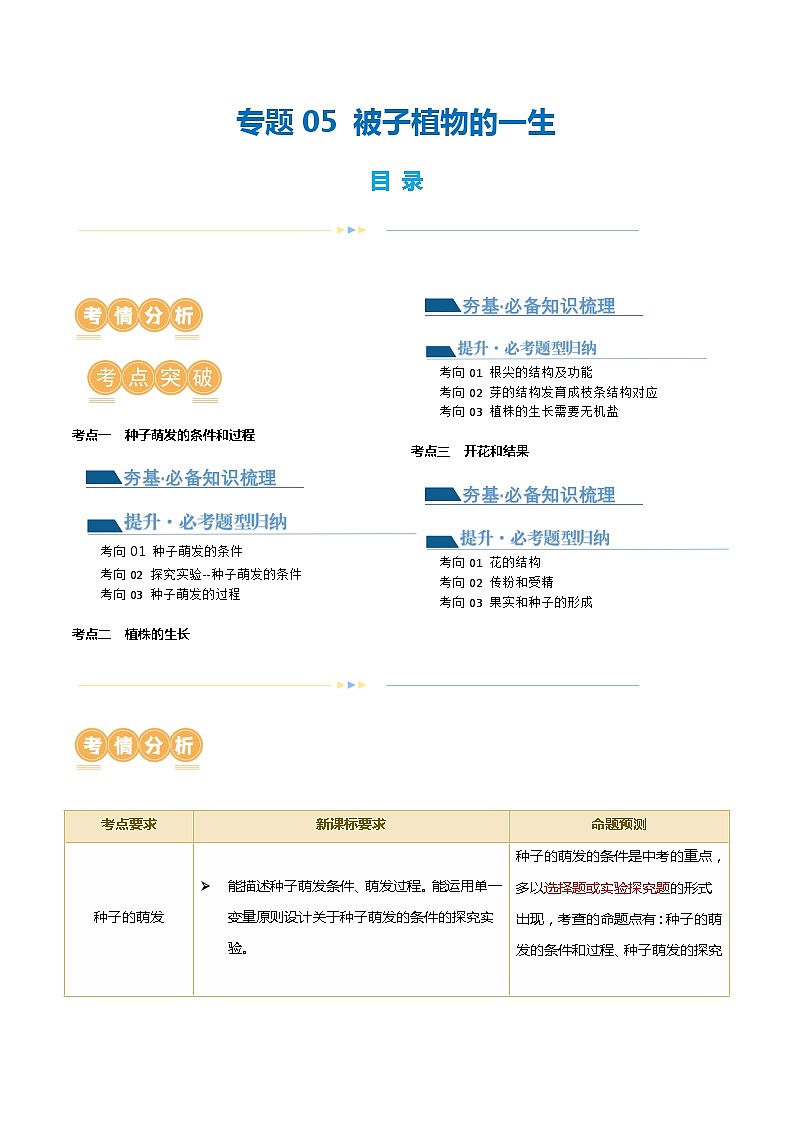 专题05 被子植物的一生（讲义）-中考生物一轮复习讲练测（全国通用）01