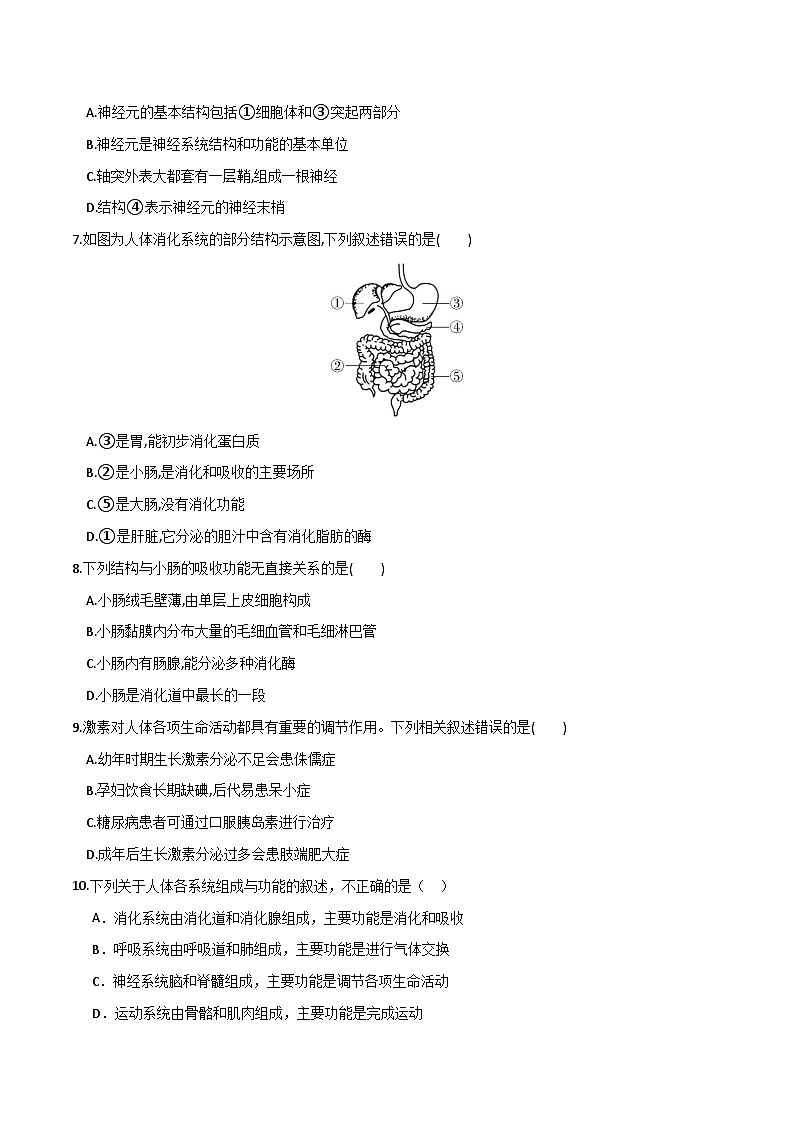 模块四 人体生理与健康（测试）-中考生物一轮复习讲练测（全国通用）02