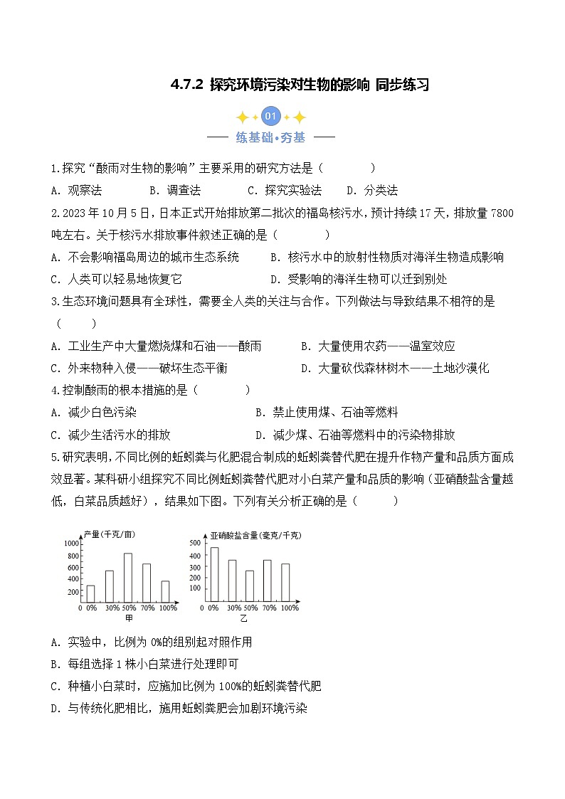 4.7.2 探究环境污染对生物的影响-七年级生物下册 教学课件+教学设计+练习（人教版）01