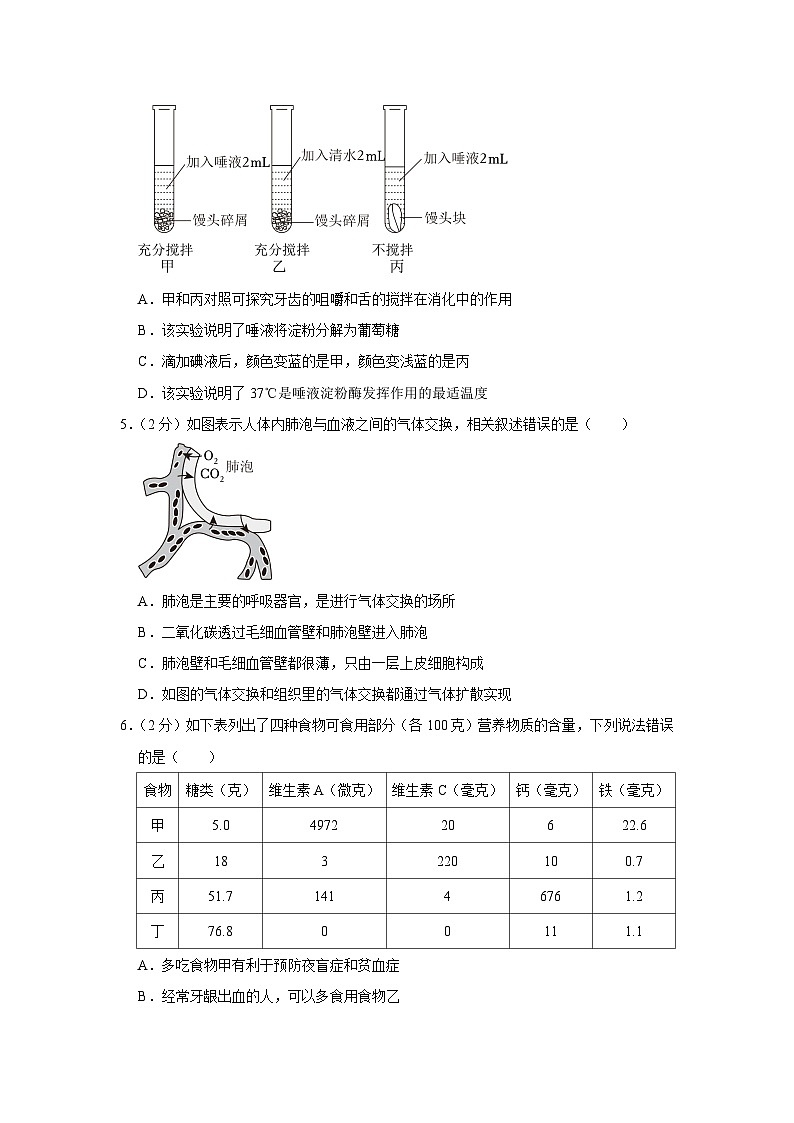 2024年山东省济南市市中区中考生物二模试卷02