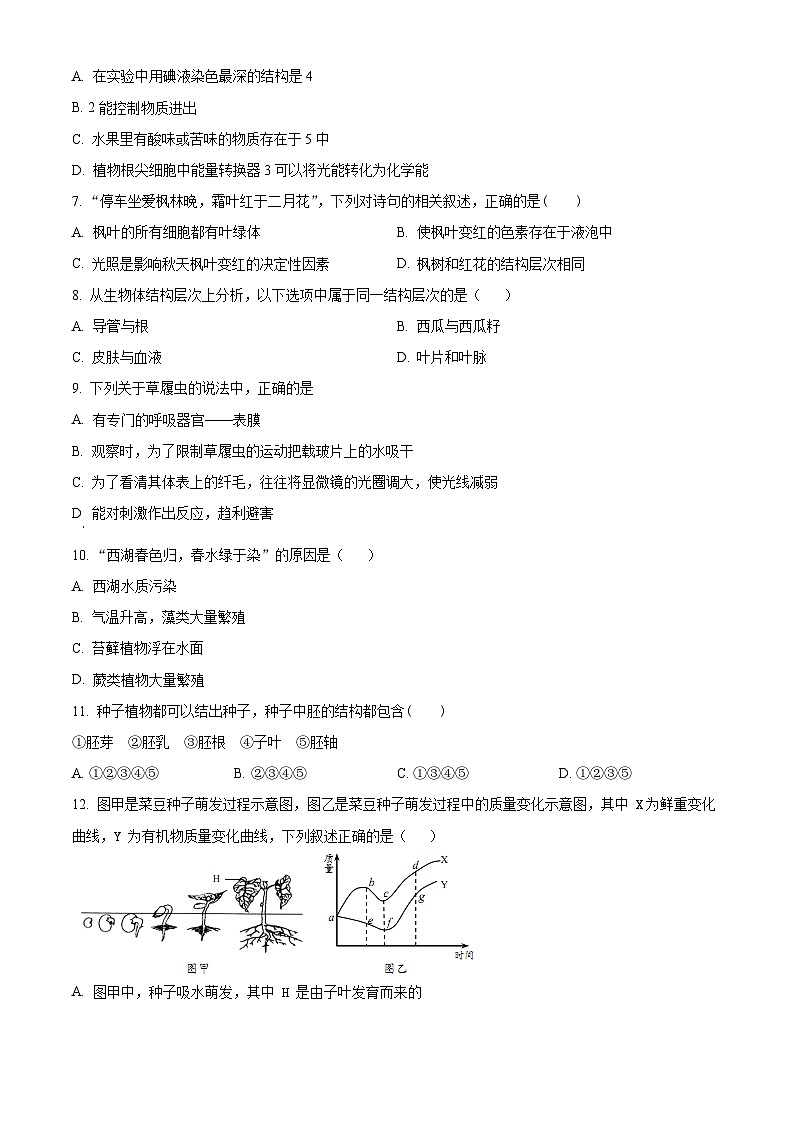 山东省临沂市临沭县第三初级中学2023-2024学年八年级下学期第一次月考生物试题（原卷版）第3页