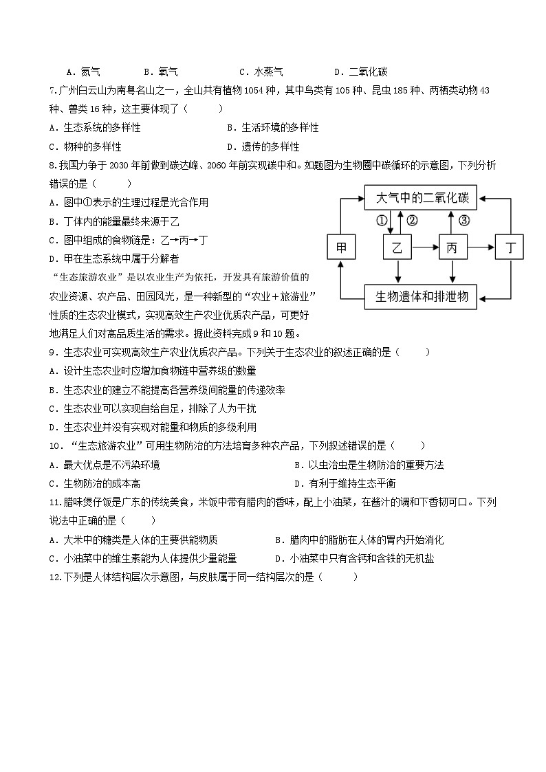 信息必刷卷03（广州专用）-2024年中考生物考前信息必刷卷03