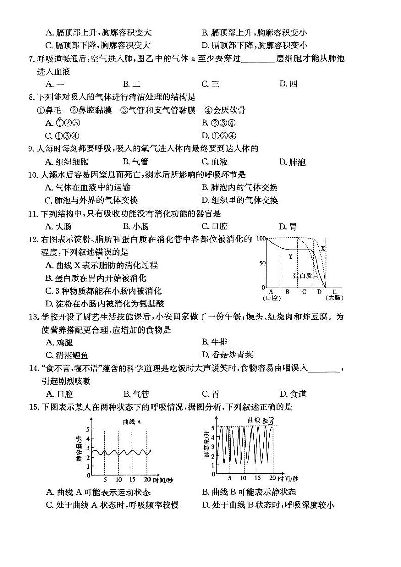 山西吕梁市离石区2023-2024学年七年级下学期期中阶段评估生物试题02
