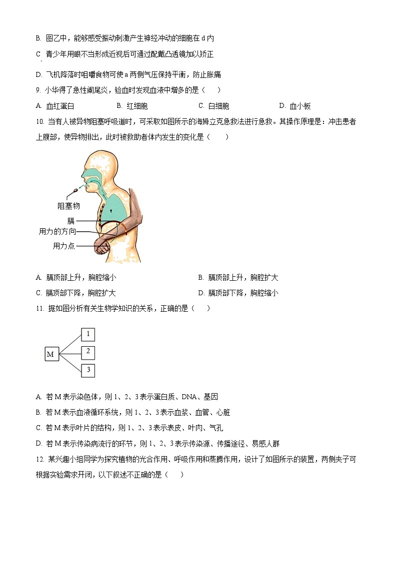辽宁省兴城市第二初级中学2023-2024学年八年级下学期第一次月考生物试题（原卷版+解析版）03