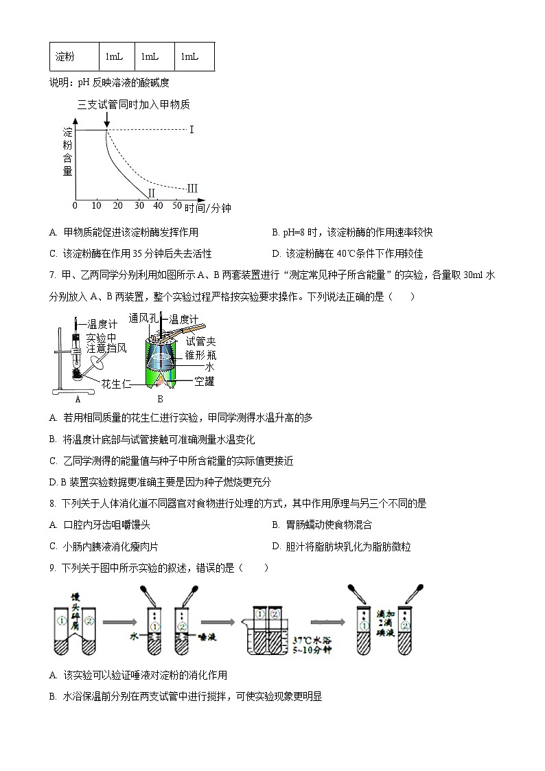 山东省诸城市实验初级中学2023-2024学年七年级下学期3月月考生物试题（原卷版+解析版）03