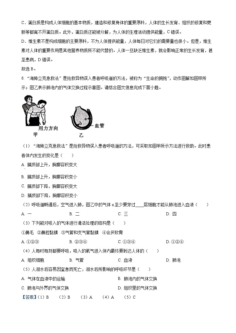 山西省吕梁市离石区2023-2024学年七年级下学期期中生物试题（解析版）第3页