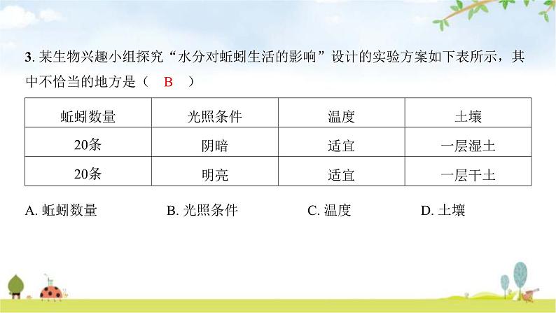 中考生物复习八年级上册生物学阶段检测卷课件03