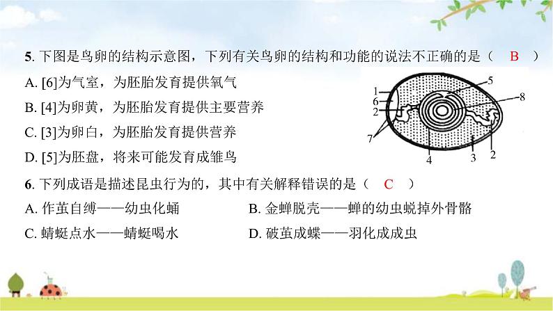 中考生物复习八年级下册生物学阶段检测卷课件第5页