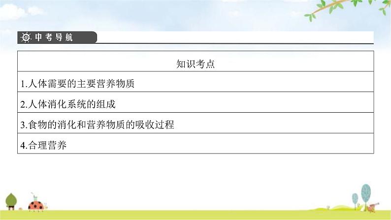 中考生物复习第四单元生物圈中的人第八章人体的营养课件第3页