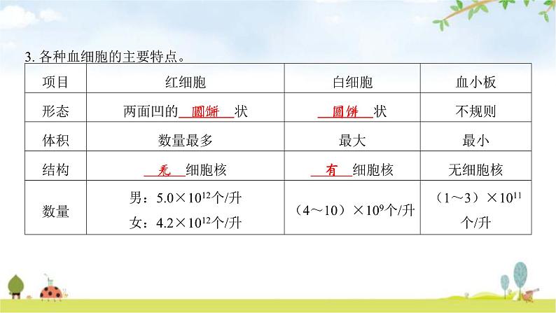 中考生物复习第四单元生物圈中的人第九章人体内的物质运输课件第6页