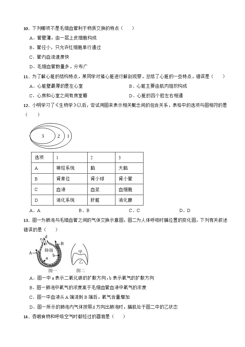 2024年北师大版七年级下学期生物学期中试卷附答案第3页