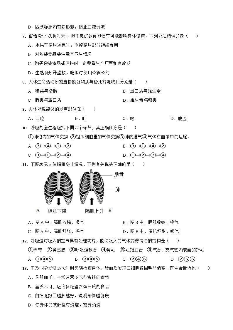 2024年广西七年级下学期生物学期中试卷附答案第2页