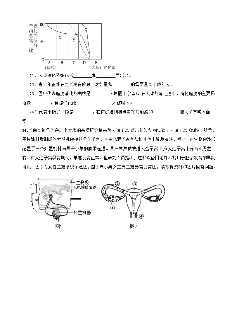 2024年贵州省七年级下学期生物学期中试题附答案第3页