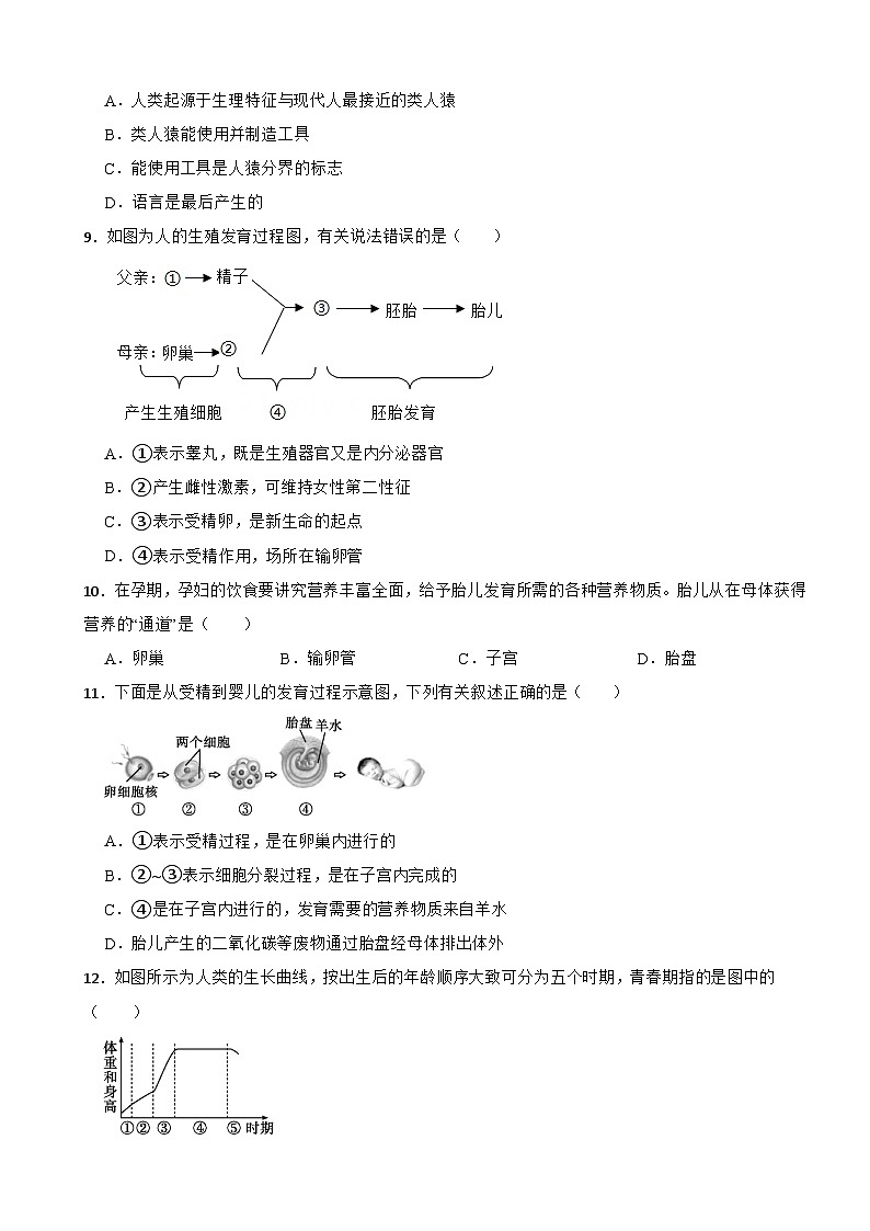 2024年人教版生物学七（下）期中仿真模拟考试试题附答案第2页