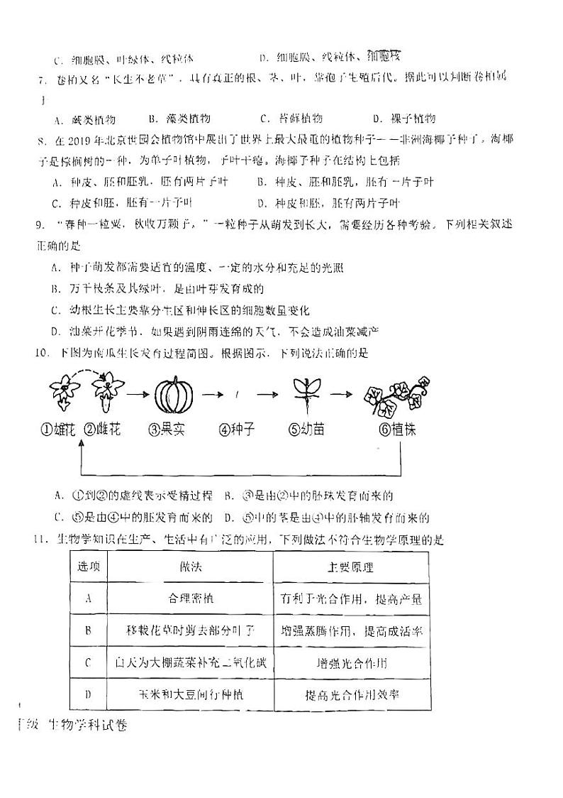 广东省东莞市厚街湖景中学2023-2024学年八年级下学期4月期中生物试题第2页