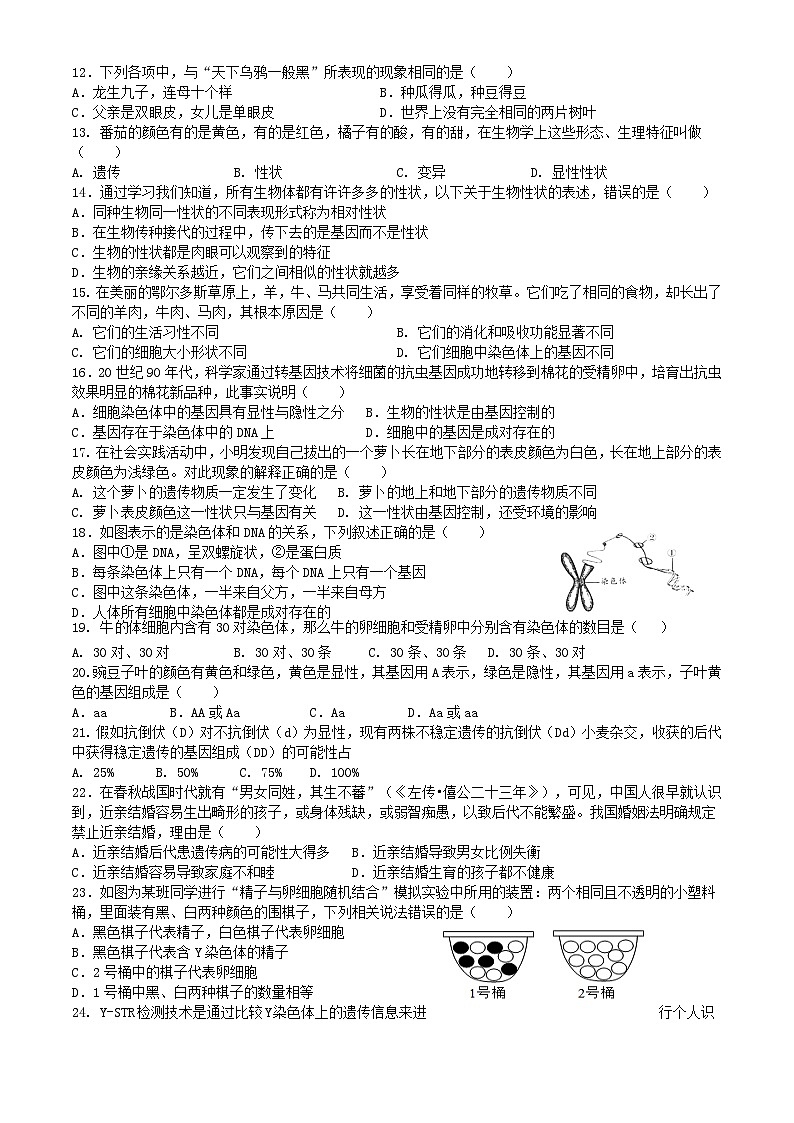 四川省泸州市泸县太伏镇初级中学校2023-2024学年八年级下学期期中考试生物试题第2页