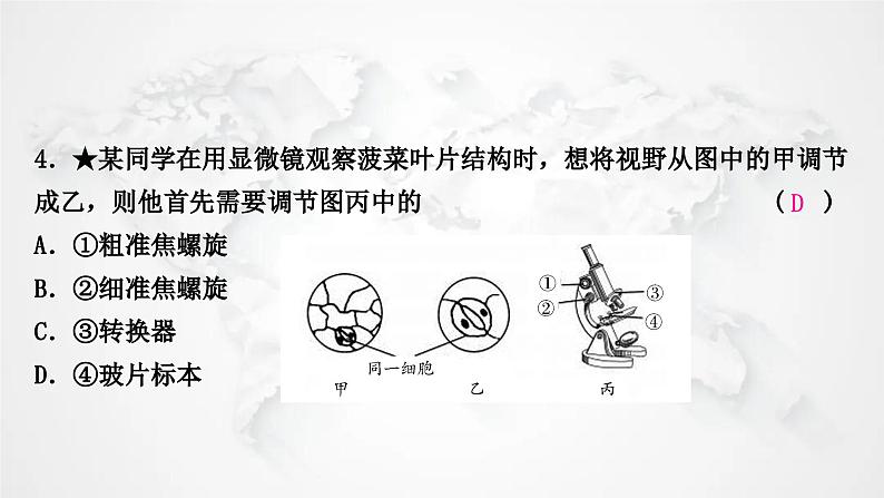 北师大版中考生物复习七年级上册第2单元生物体的结构第3章细胞课件第5页