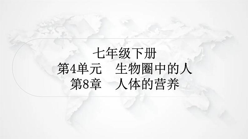 北师大版中考生物复习七年级下册第4单元生物圈中的人8章人体的营养课件01