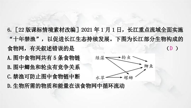 北师大版中考生物复习八年级下册第8单元生物与环境第23章生态系统及其稳定性第24章人与环境课件07