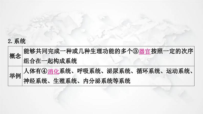 北师大版中考生物复习七年级上册第2单元生物体的结构第4章生物体的结构层次课件第7页