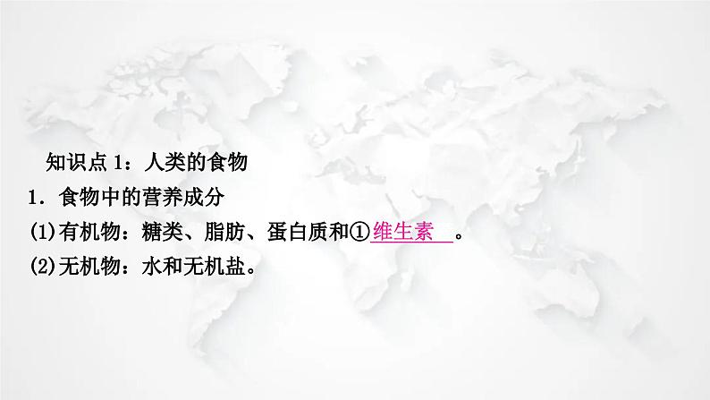 北师大版中考生物复习七年级下册第4单元生物圈中的人第8章人体的营养课件02