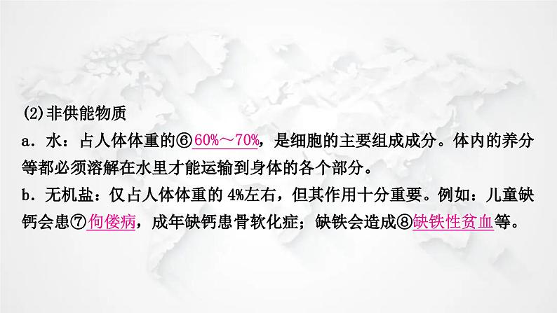 北师大版中考生物复习七年级下册第4单元生物圈中的人第8章人体的营养课件05