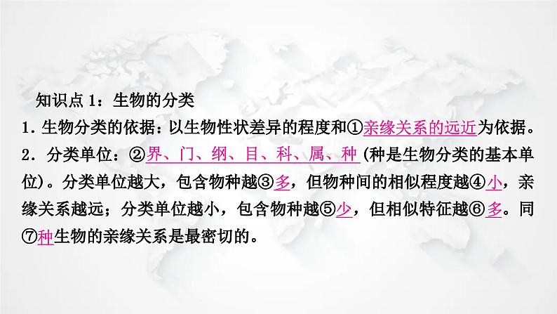 北师大版中考生物复习八年级下册第7单元生命的演化第22章物种的多样性课件02