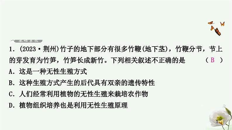 人教版中考生物复习八年级下册第七单元第一章生物的生殖和发育课件02