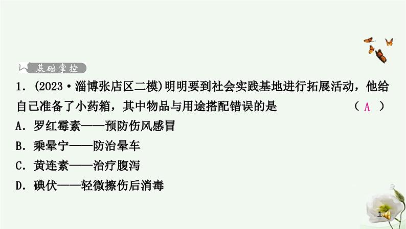 人教版中考生物复习八年级下册第八单元第二章用药与急救课件02