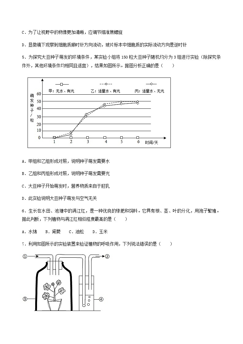 2023年湖南湘潭中考生物真题及答案02
