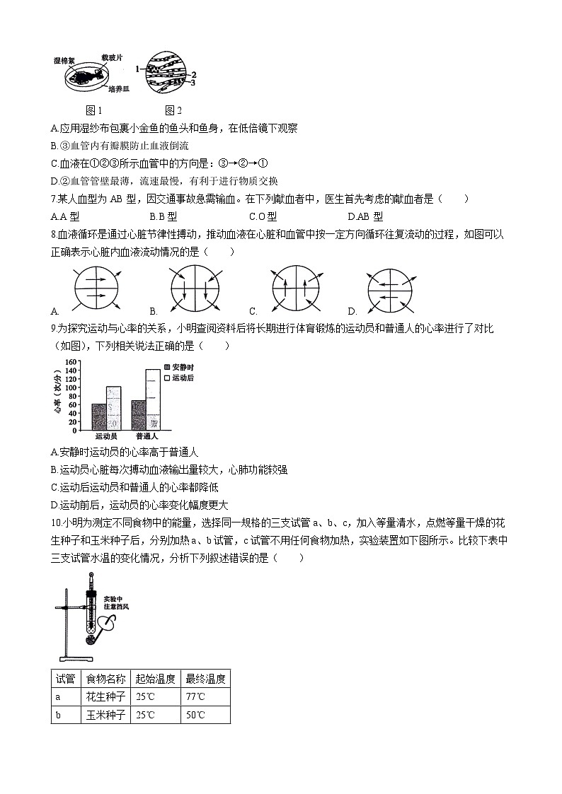 河南省新乡市辉县市2023-2024学年七年级下学期生物期中试卷02