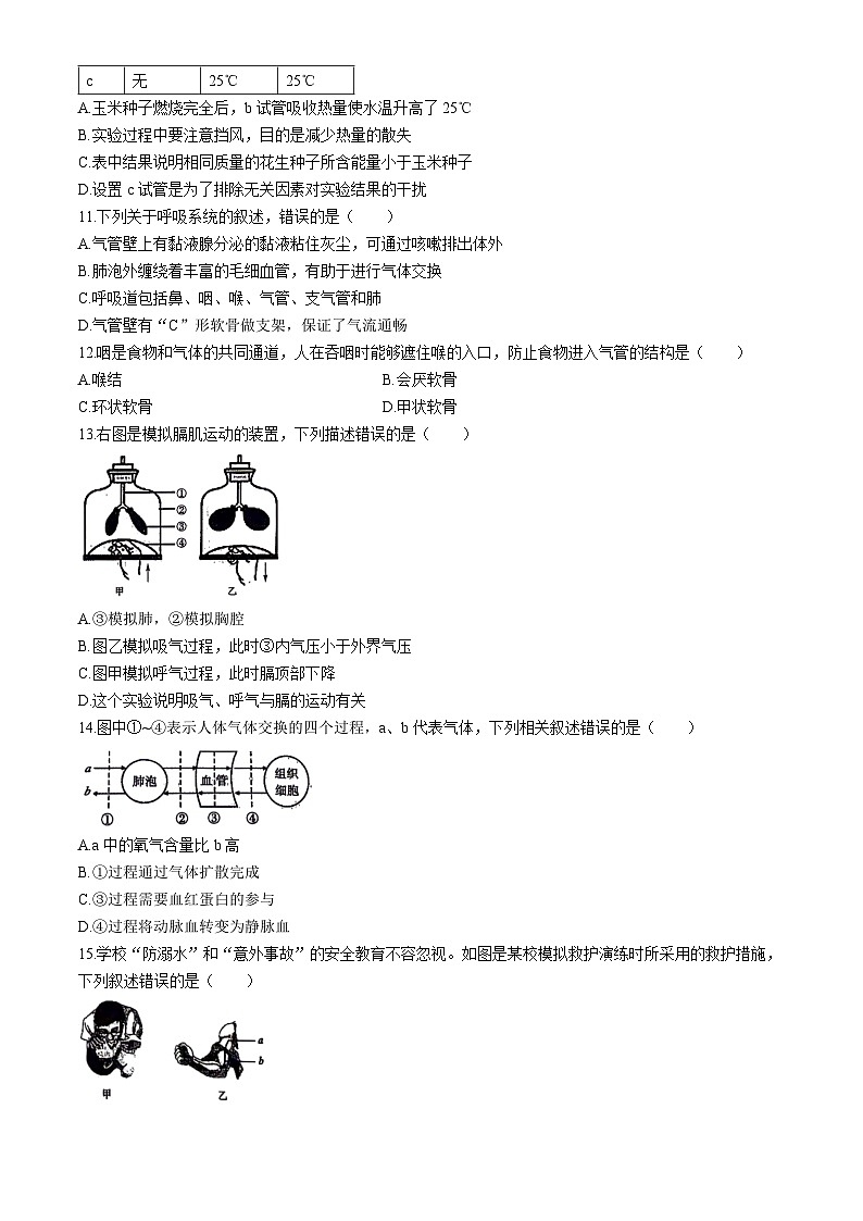 河南省新乡市辉县市2023-2024学年七年级下学期生物期中试卷03