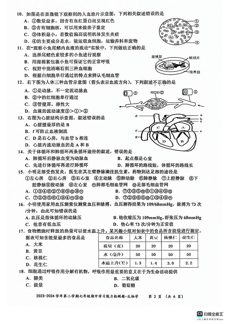 广东省梅州市五华县2023-2024学年七年级下学期4月期中生物试题02
