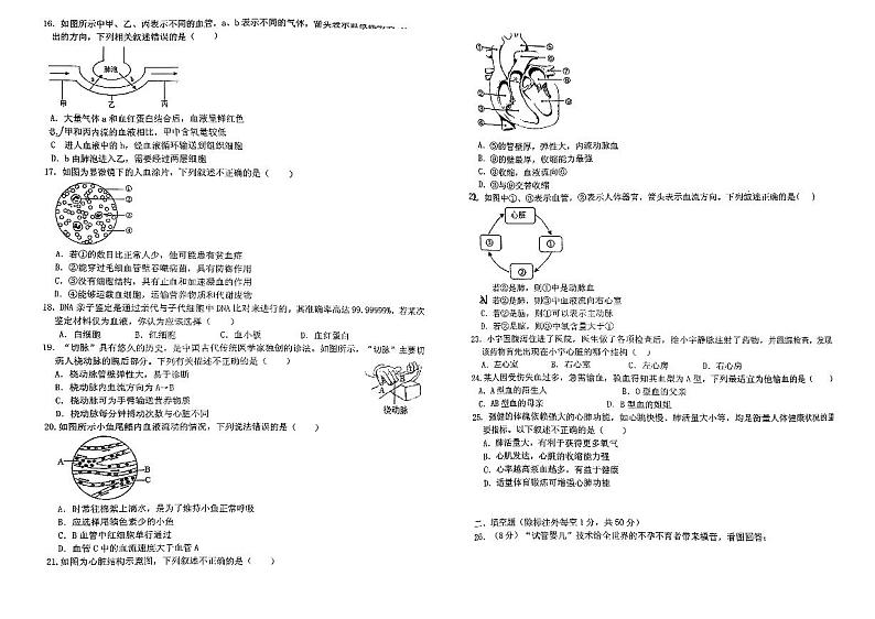 河南省郑州市郑东新区外国语学校2023-2024学年七年级下学期期中考试生物测试卷+第2页