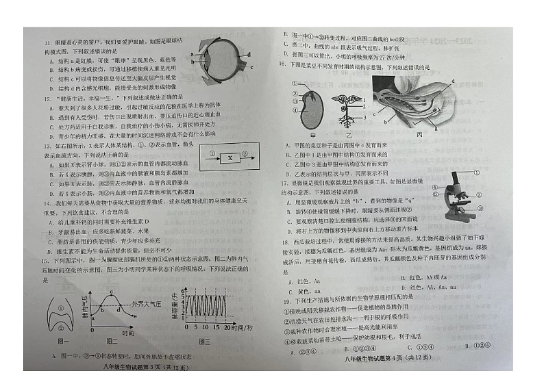 山东省青岛市即墨区多校联考2023-2024学年八年级下学期4月期中生物试题02