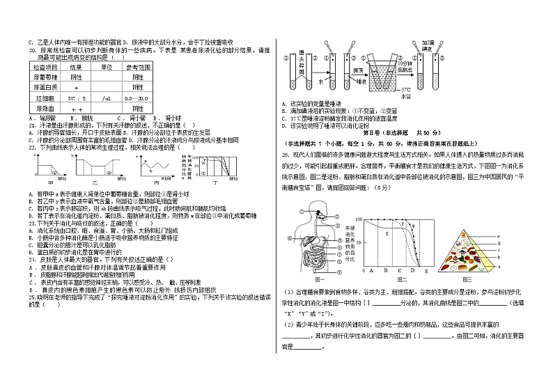 山东省武城县甲马营乡中学2023-2024学年七年级下学期期中考试生物试题第3页