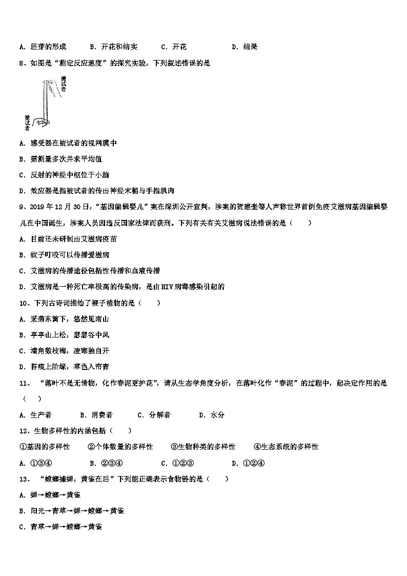 2024年江西省南昌市南昌县中考一模生物试题+02