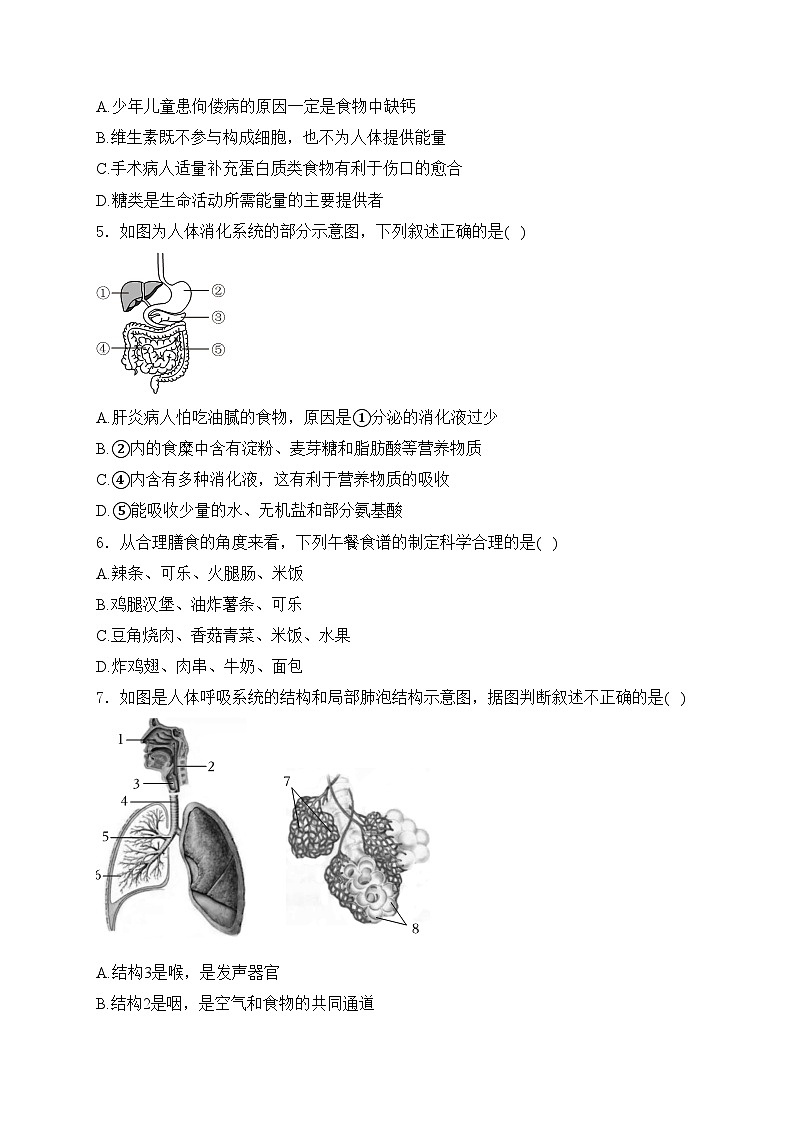 山东省济南市济阳区2022-2023学年七年级下学期期中考试生物试卷(含答案)02