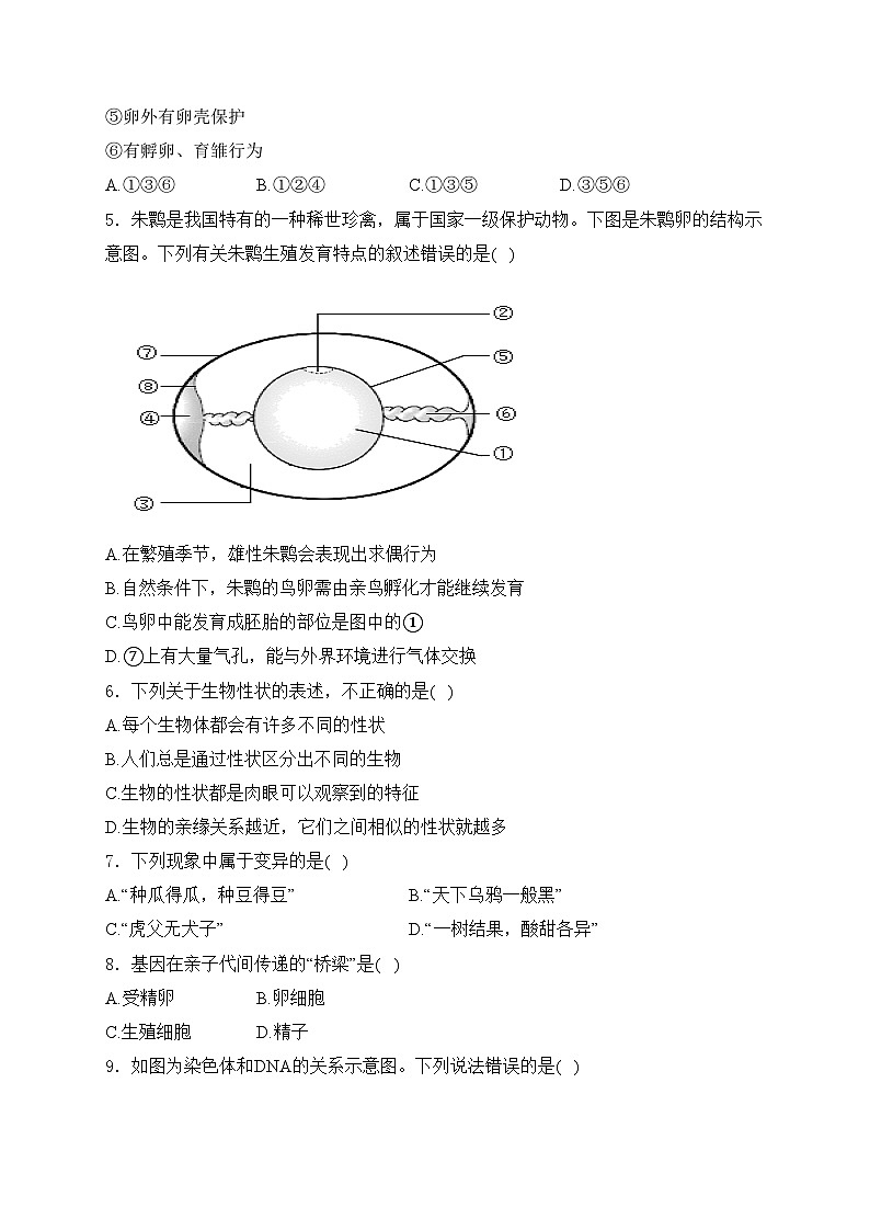 广西南宁市第三中学2022-2023学年八年级下学期期中生物试卷(含答案)02