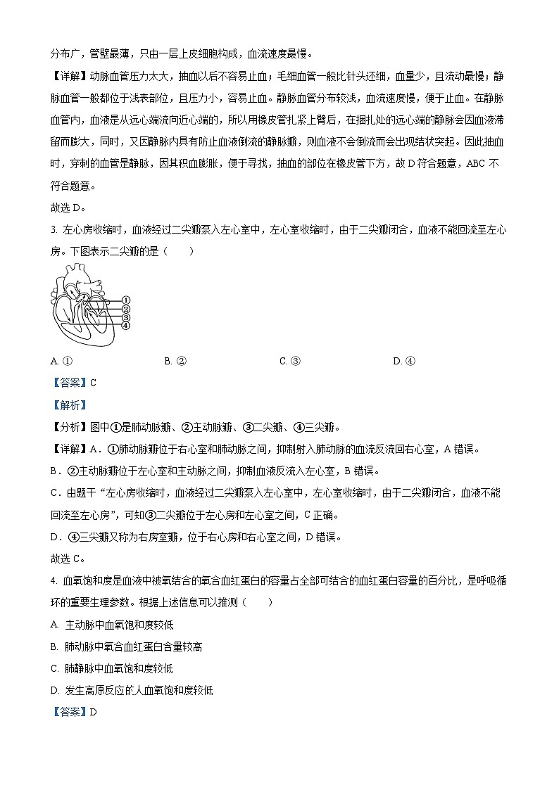 2024年江苏省泰兴市八年级中考一模生物试题（原卷版+解析版）02